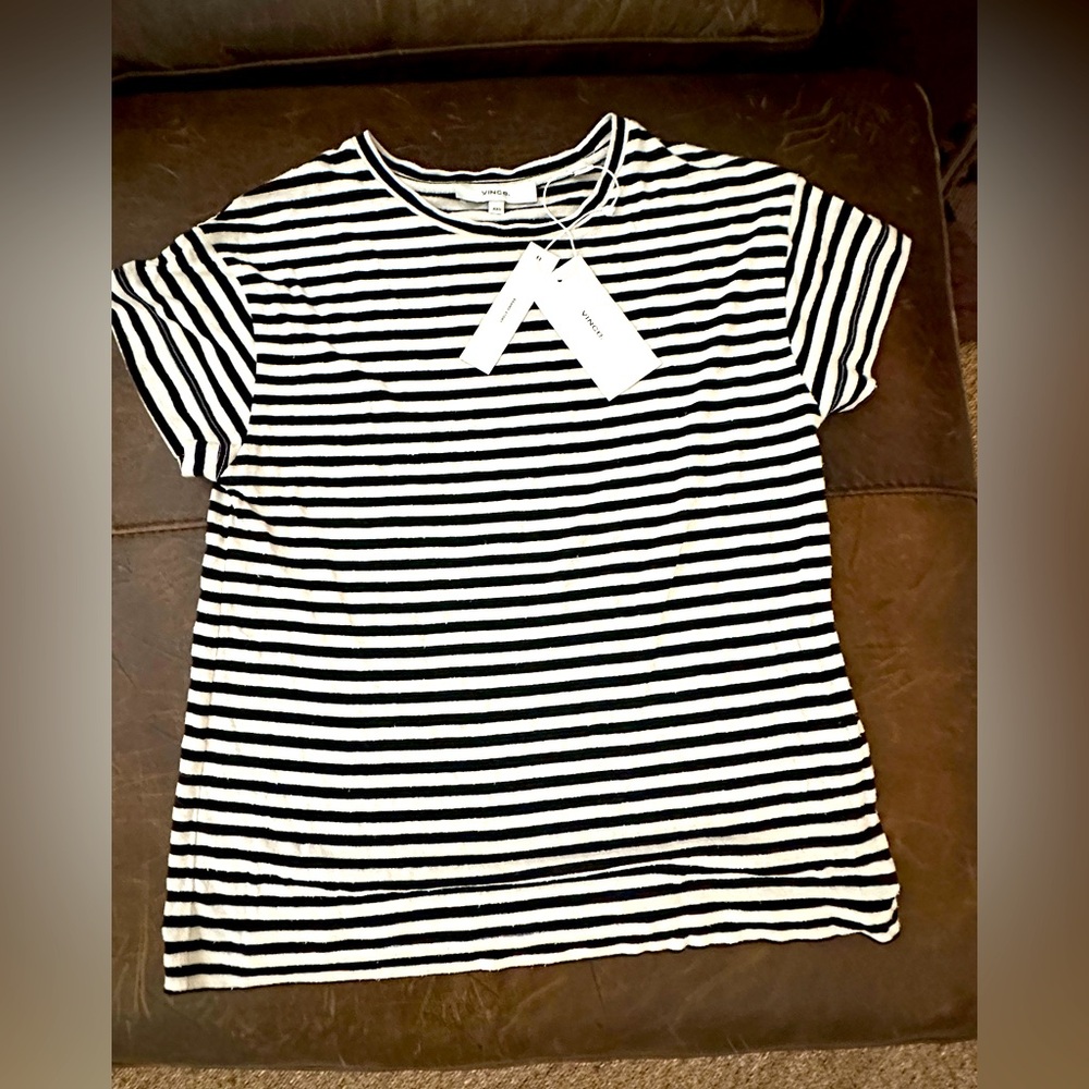 Vince Black and White Striped Top